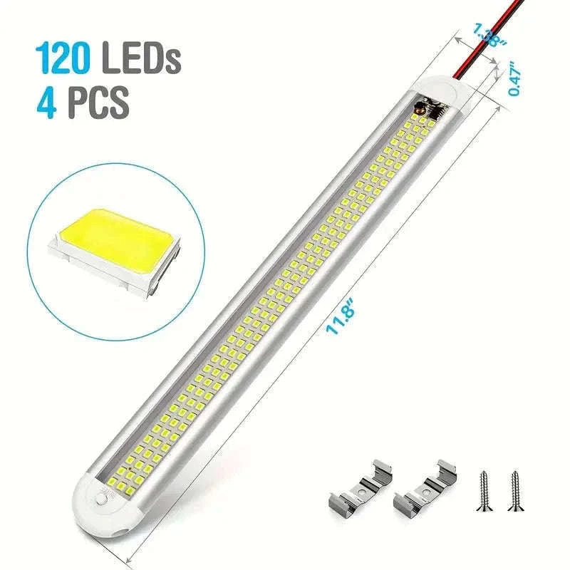 4-Piece 12V 24V LED Interior Light Bar Set for Trunk, Van, RV and Trailer-JX3385-4