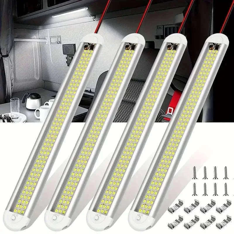 4-Piece 12V 24V LED Interior Light Bar Set for Trunk, Van, RV and Trailer-JX3385-4