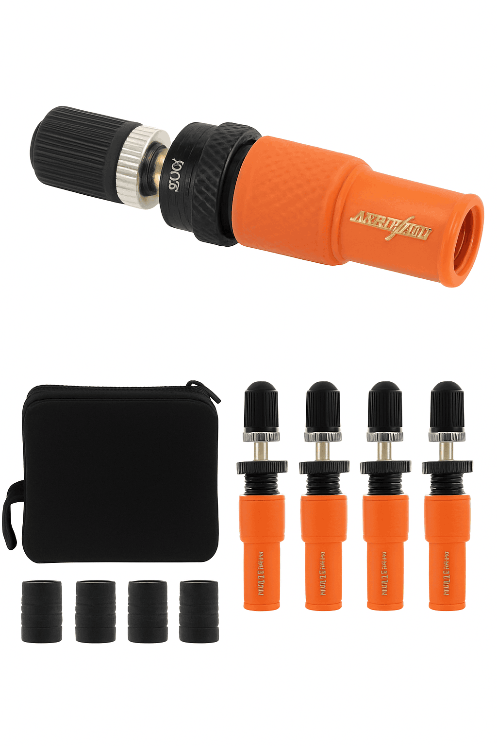 4-Piece Adjustable Auto-Stop Tire Deflator Kit 10-30 PSI Orange-Default Title