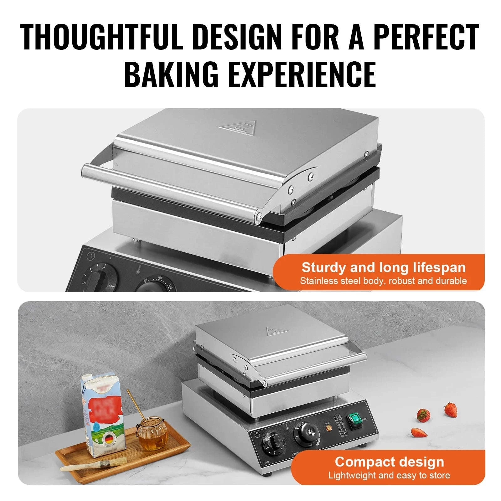 4-Piece Commercial Round Waffle Maker with Temperature Control-4 PCS / CZECH REPUBLIC