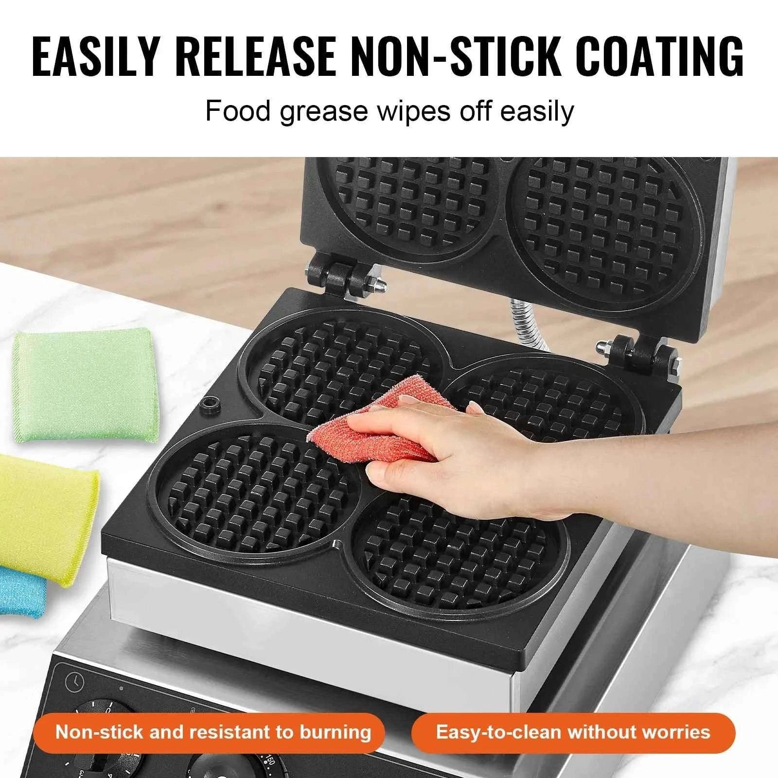 4-Piece Commercial Round Waffle Maker with Temperature Control-4 PCS / CZECH REPUBLIC