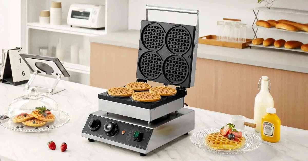 4-Piece Commercial Round Waffle Maker with Temperature Control-4 PCS / CZECH REPUBLIC