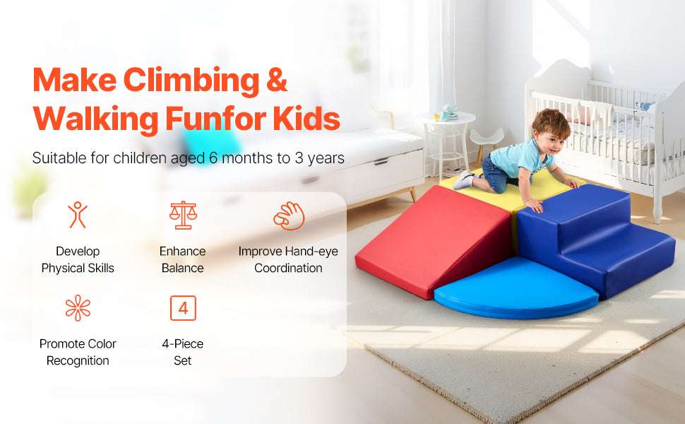 4-Piece Kids Foam Climbing Blocks Indoor Playset for Crawling & Sliding-4Pcs / spain