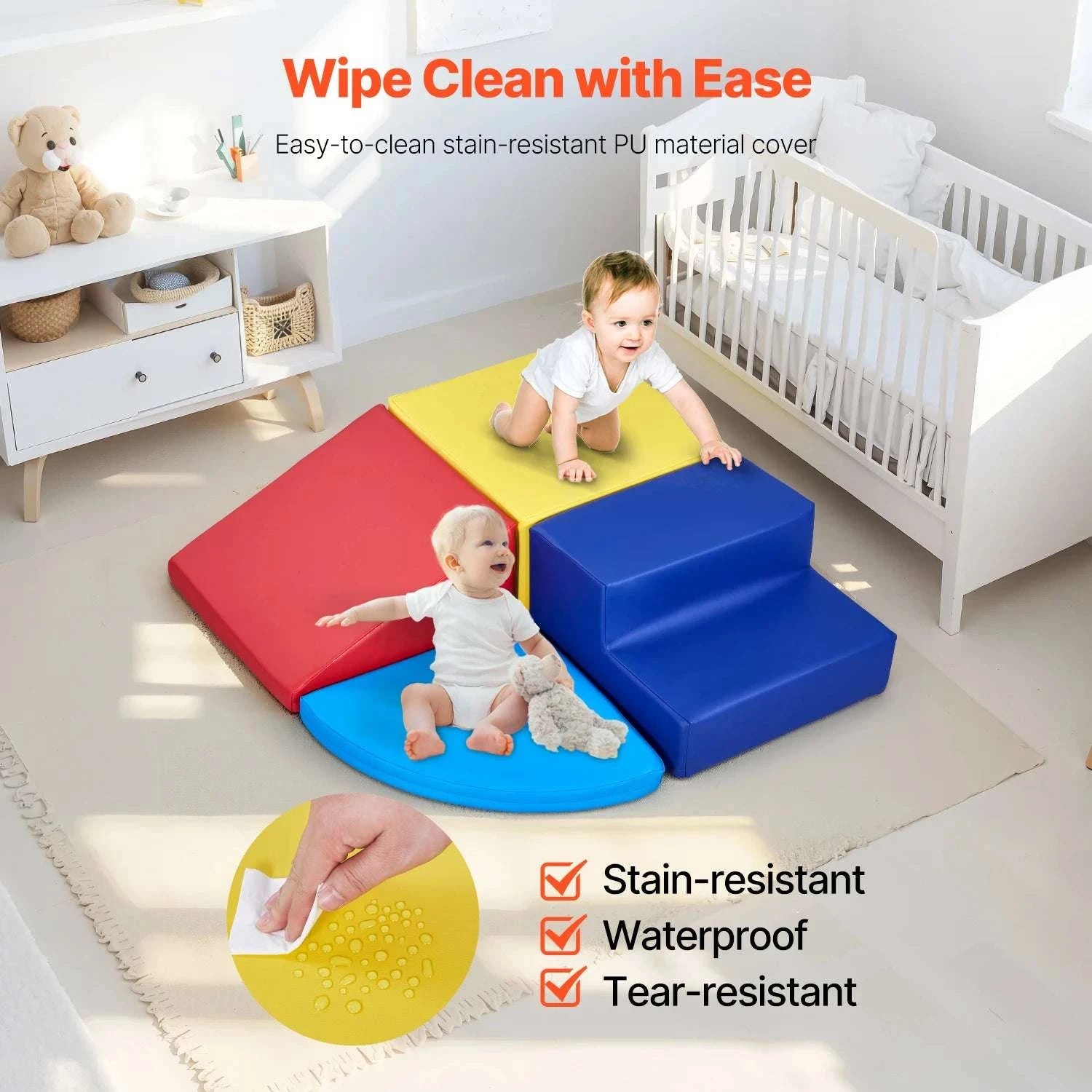 4-Piece Kids Foam Climbing Blocks Indoor Playset for Crawling & Sliding-4Pcs / spain