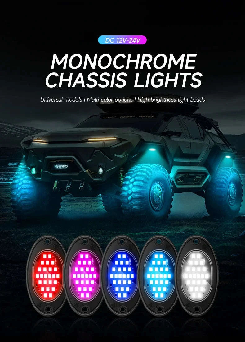 4-Piece LED Rock Lights for Trucks and Off-Road Vehicles-Blue
