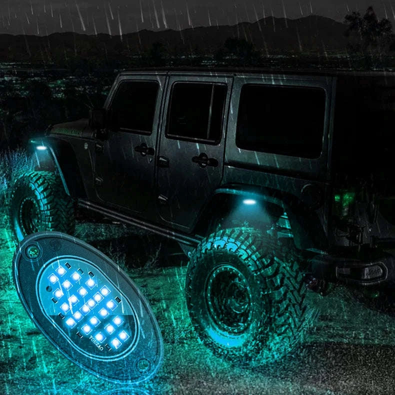 4-Piece LED Rock Lights for Trucks and Off-Road Vehicles-Blue