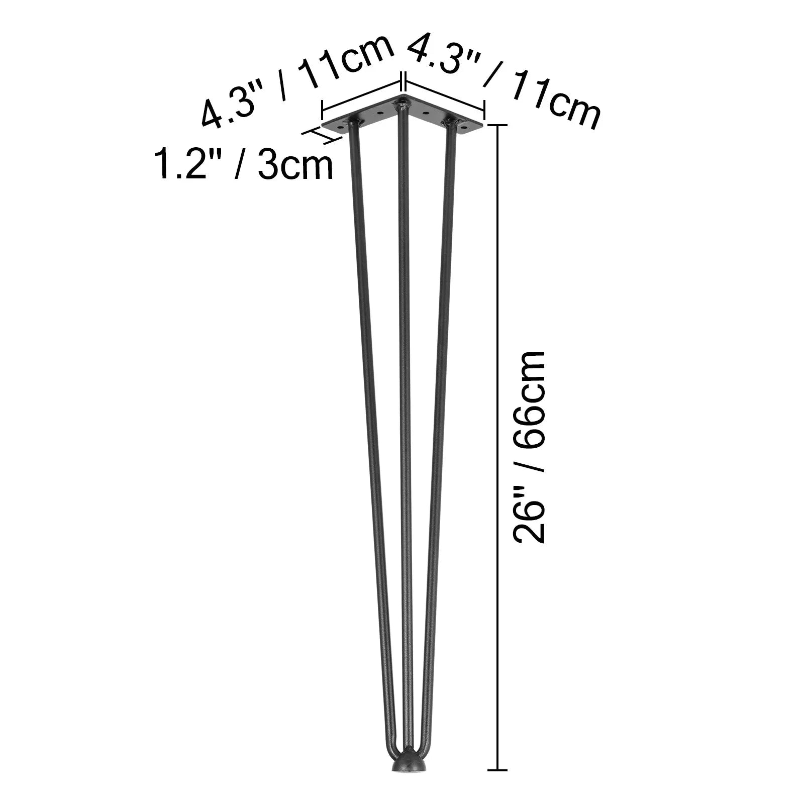 4-Piece Metal Hairpin Table Legs 16-40 Inch 3-Rod Furniture Legs-20 inch / spain