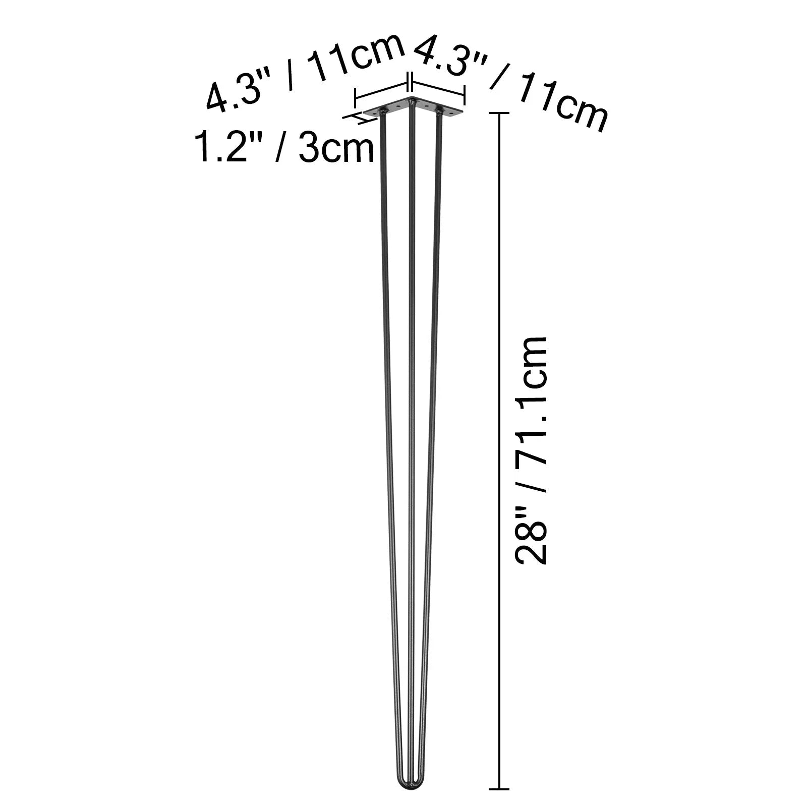 4-Piece Metal Hairpin Table Legs 16-40 Inch 3-Rod Furniture Legs-20 inch / spain