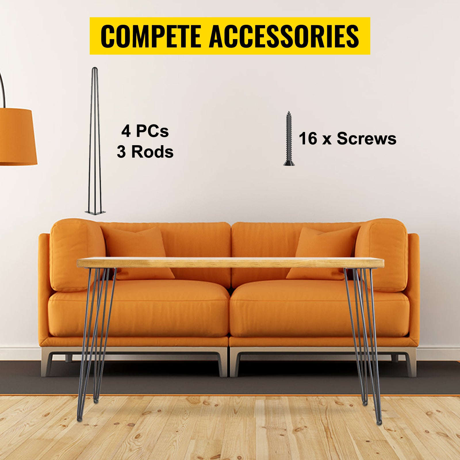 4-Piece Metal Hairpin Table Legs 16-40 Inch 3-Rod Furniture Legs-20 inch / spain
