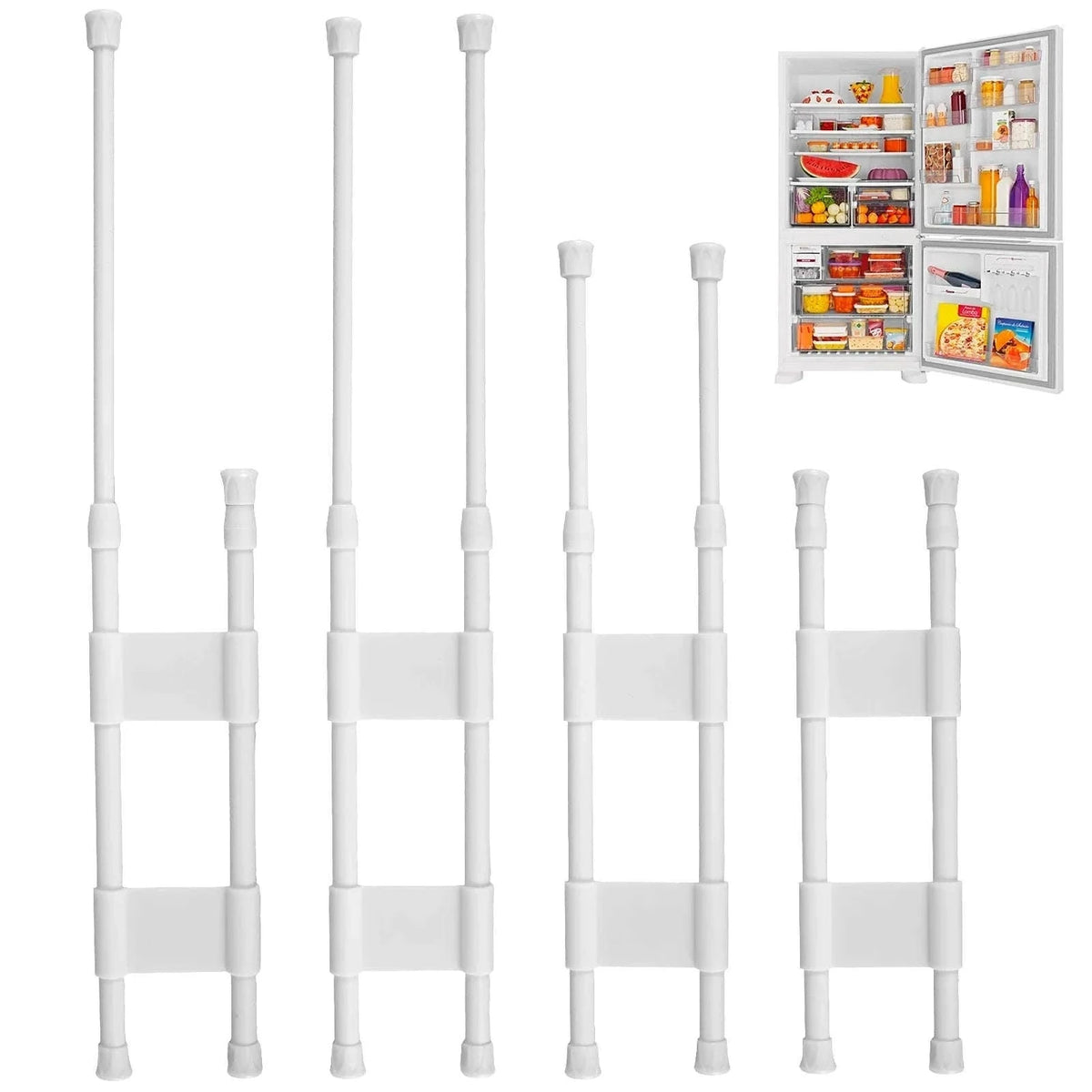 4-Piece RV Refrigerator Bar Set Adjustable Tension Storage Rods-4PCS
