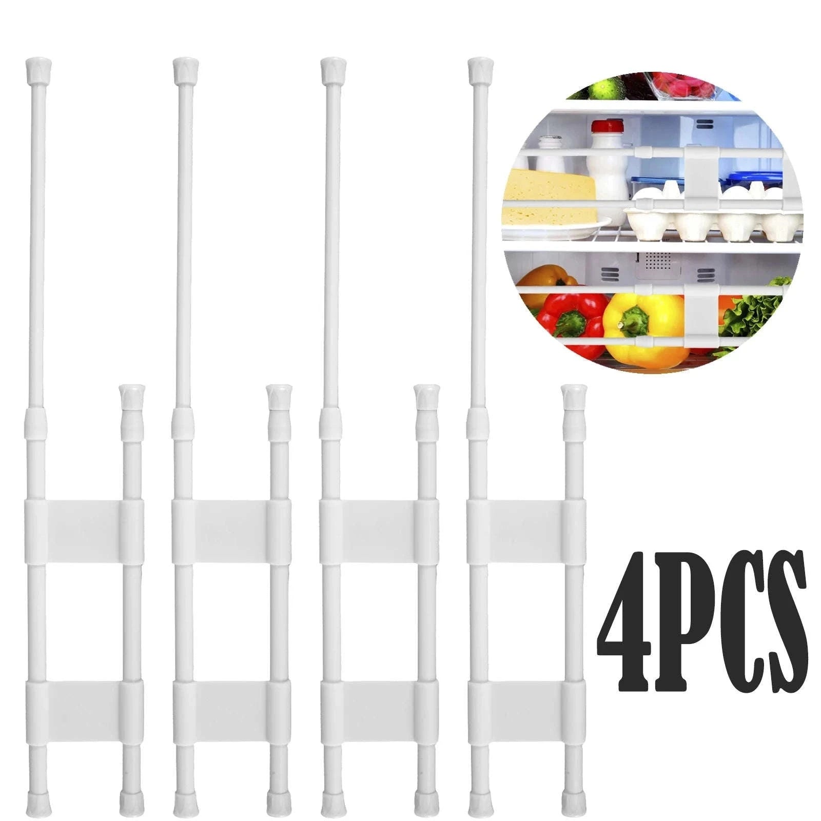 4-Piece RV Refrigerator Bar Set Adjustable Tension Storage Rods-4PCS
