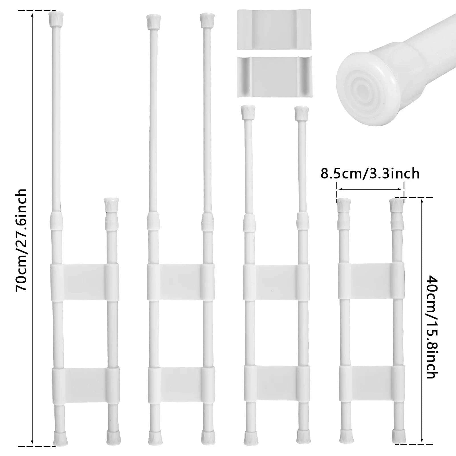 4-Piece RV Refrigerator Bar Set Adjustable Tension Storage Rods-4PCS