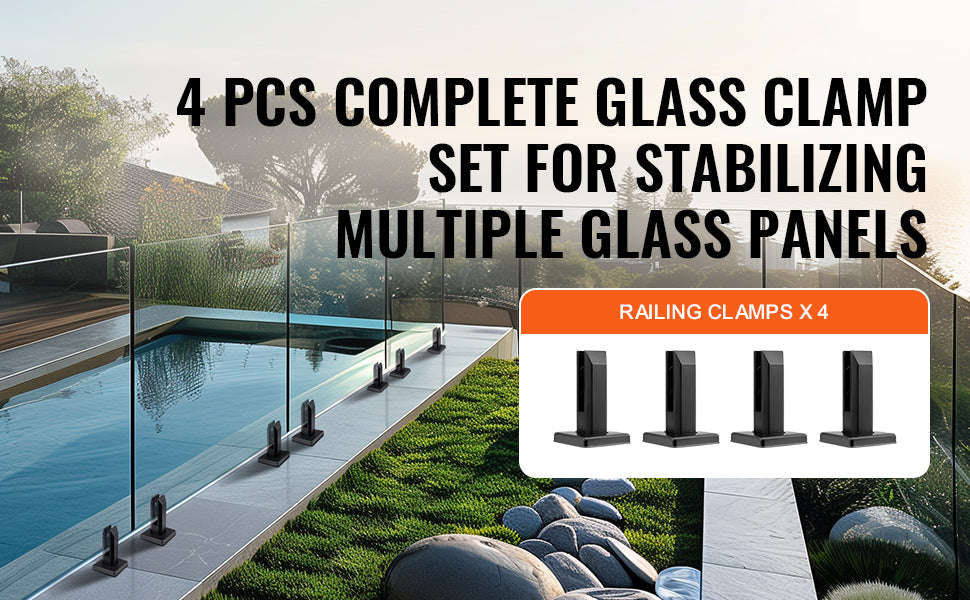 4-Piece Square Glass Clamp for 8-12mm Tempered Glass-Black 10pcs / spain