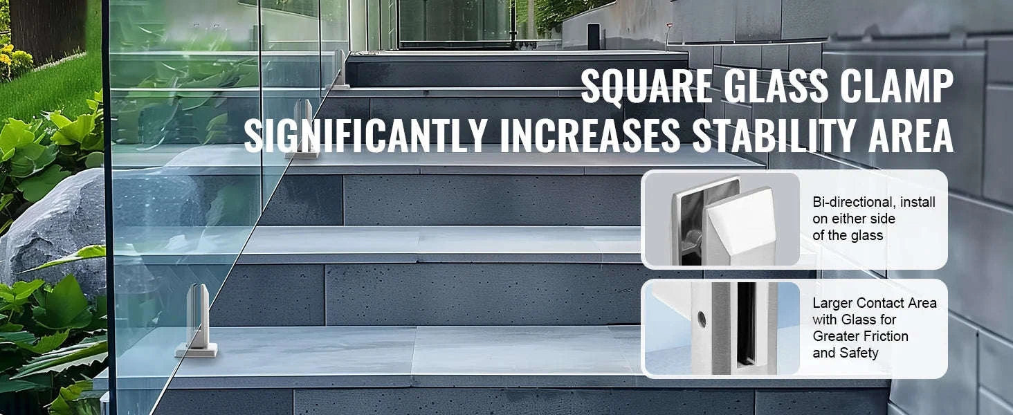 4-Piece Square Glass Clamp for 8-12mm Tempered Glass-Black 10pcs / spain