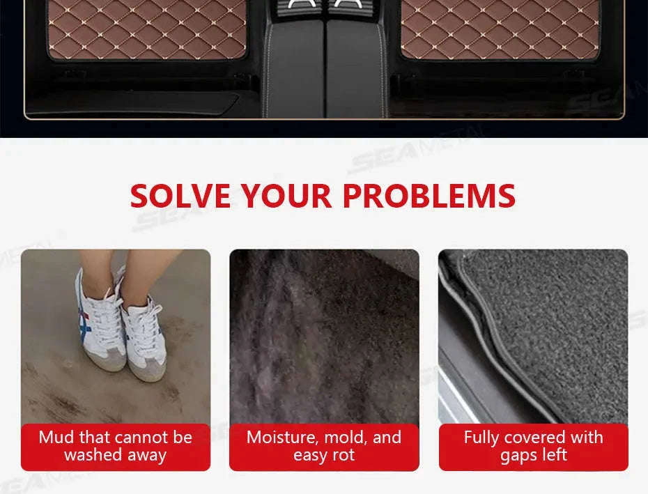 4-Piece Universal Car Floor Mat Set-Black Gold