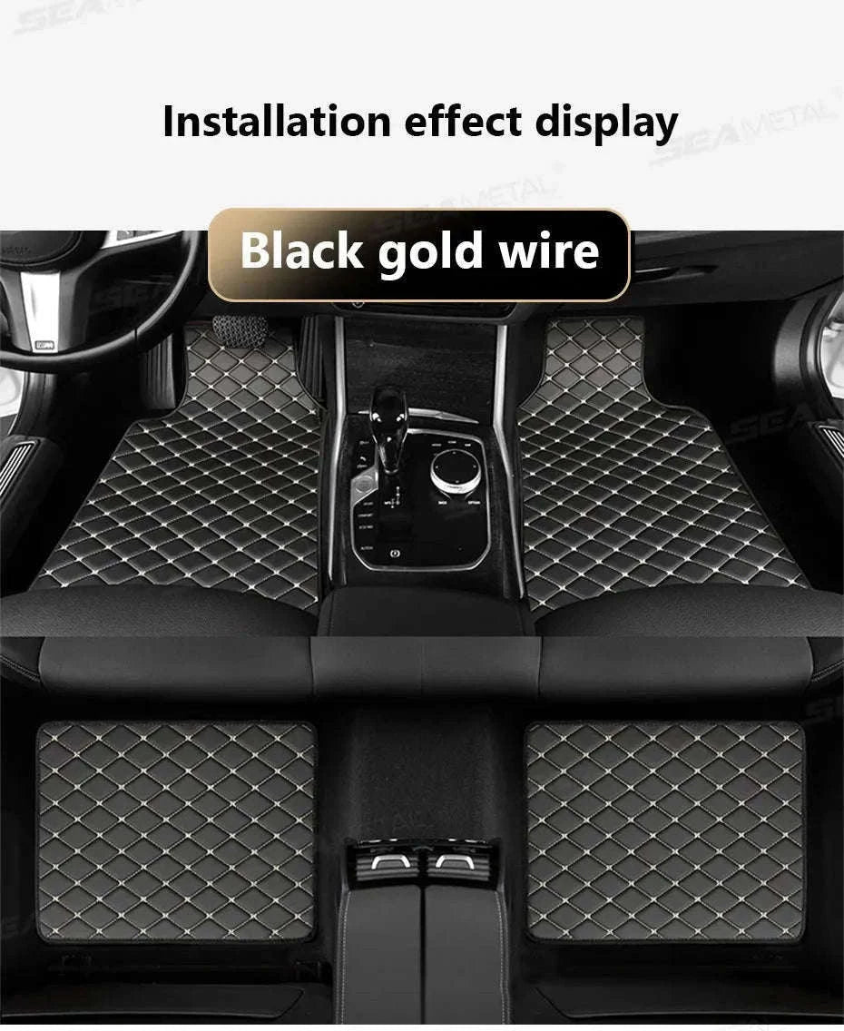 4-Piece Universal Car Floor Mat Set-Black Gold
