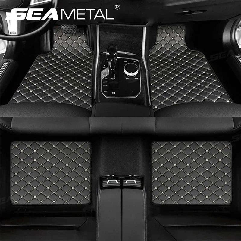 4-Piece Universal Car Floor Mat Set-Black Gold