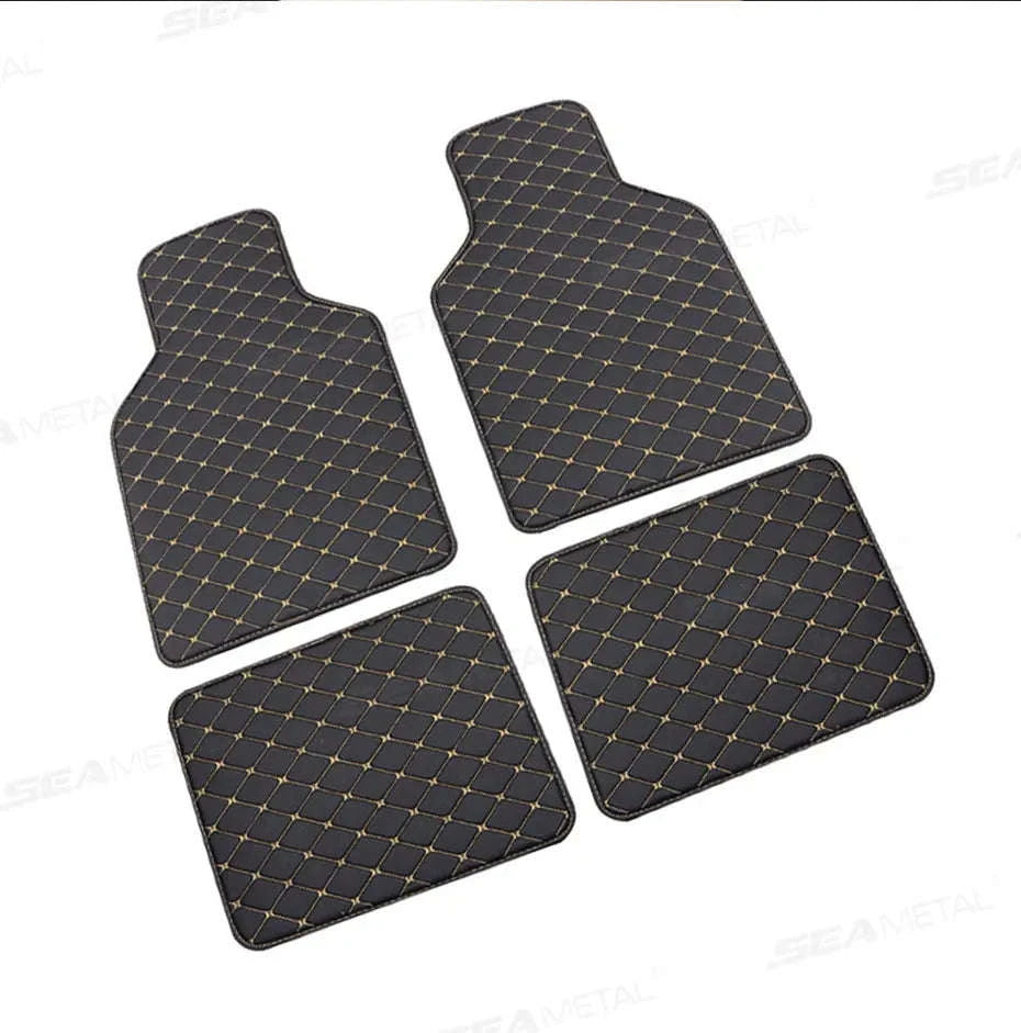 4-Piece Universal Car Floor Mat Set-Black Gold