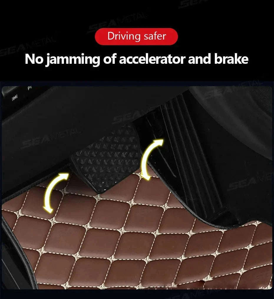 4-Piece Universal Car Floor Mat Set-Black Gold