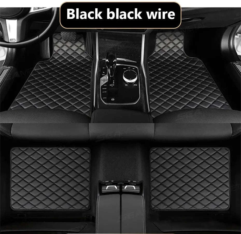 4-Piece Universal Car Floor Mat Set-Black Gold