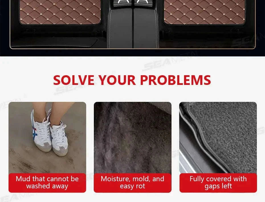 4-Piece Universal Car Floor Mat Set-Black Gold