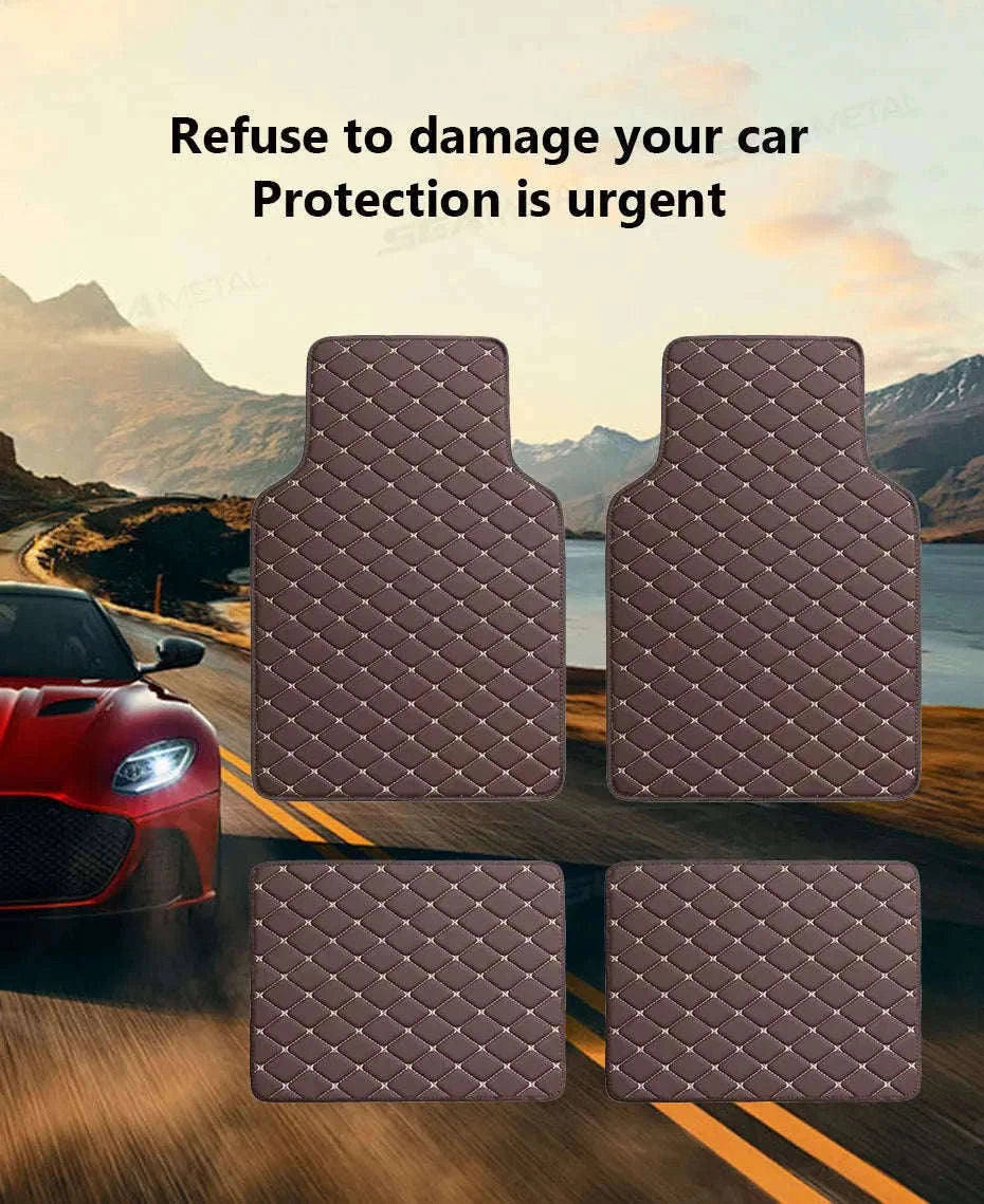 4-Piece Universal Car Floor Mat Set-Black Gold