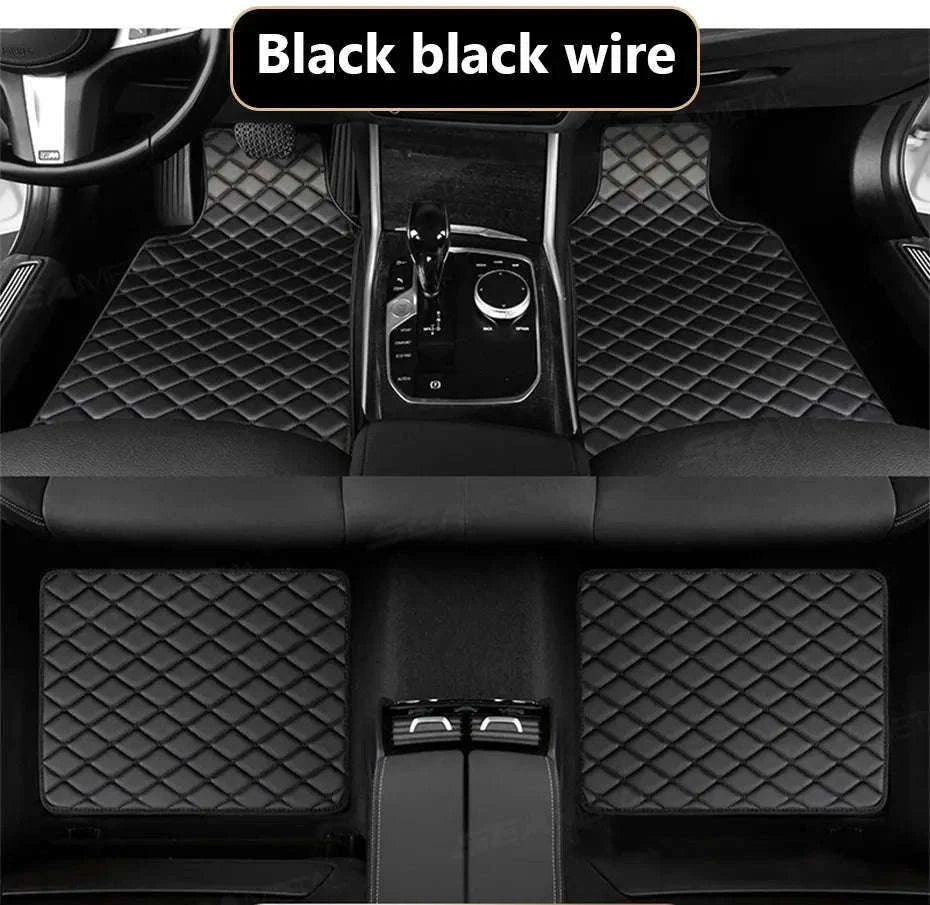 4-Piece Universal Car Floor Mat Set-Black Gold