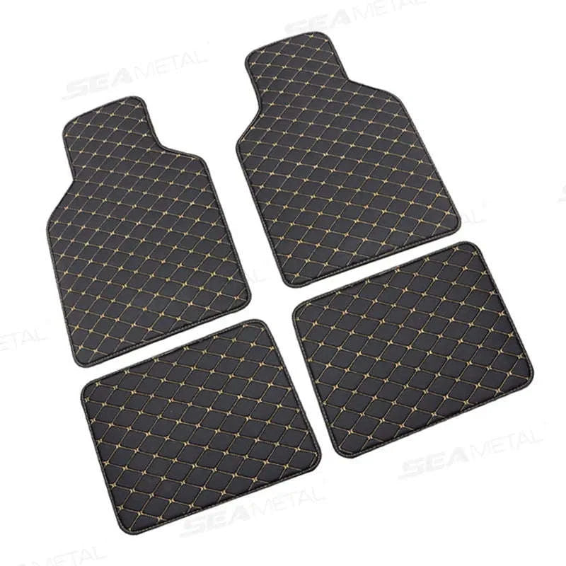 4-Piece Universal Car Floor Mat Set-Black Gold