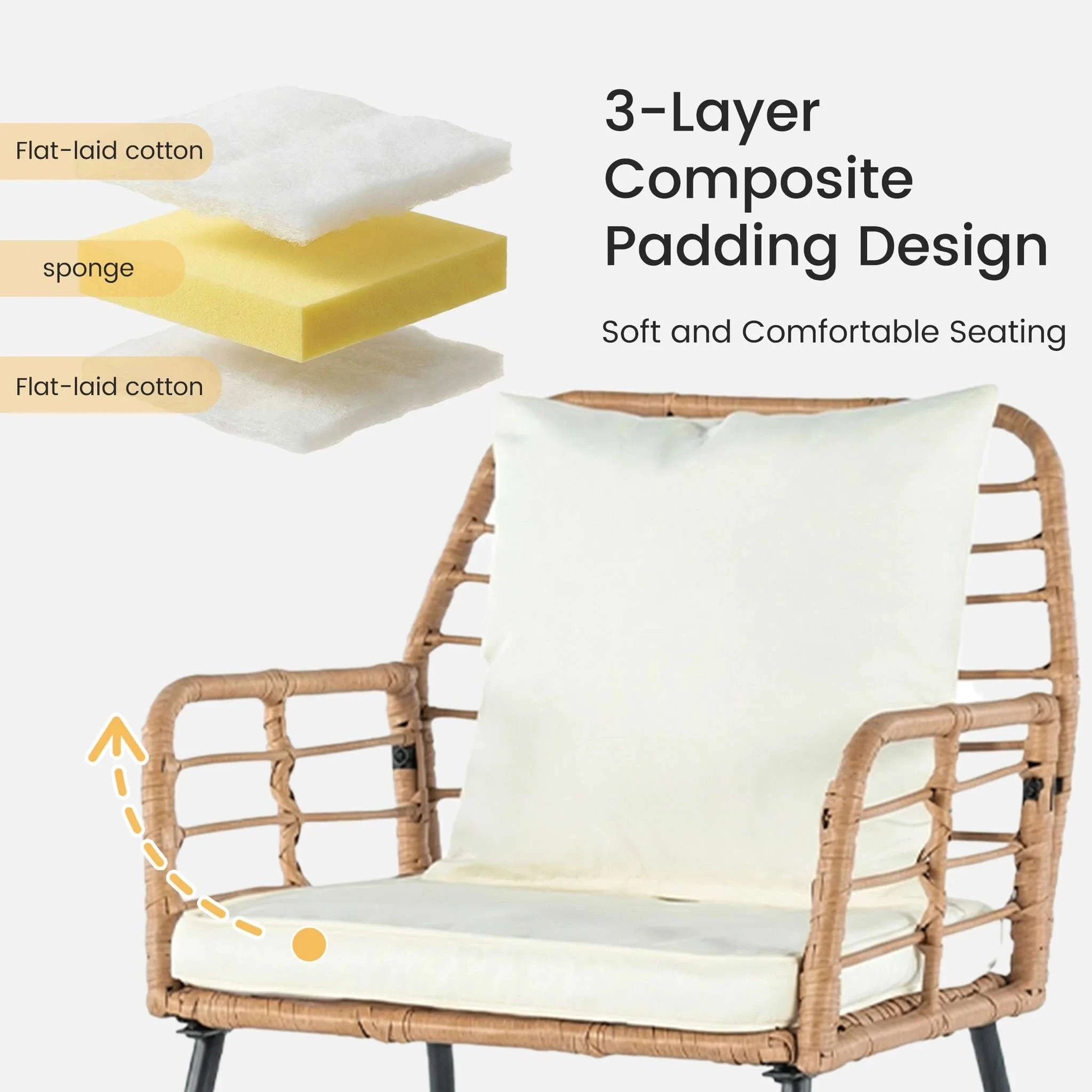 4-Piece Wicker Patio Furniture Set with Cushions & Glass Table-Gray Blue / United States