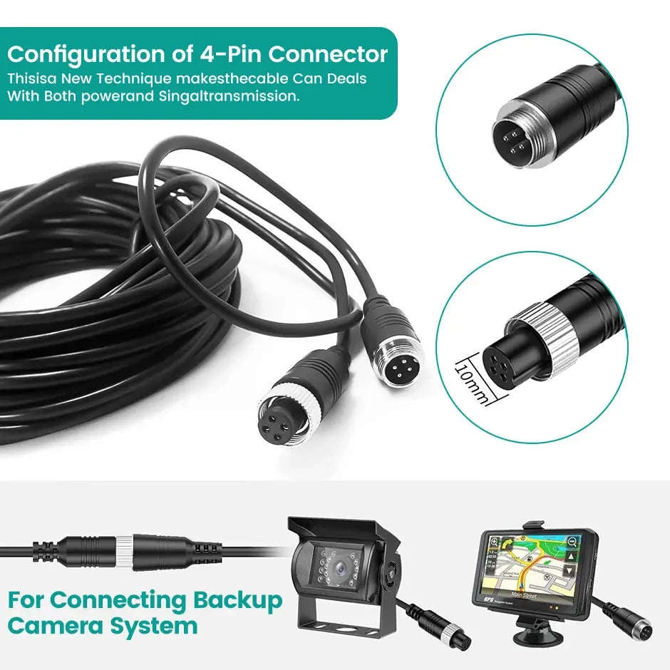 4-Pin Aviation Extension Video Cable for Vehicle Camera Monitor Connection-15m