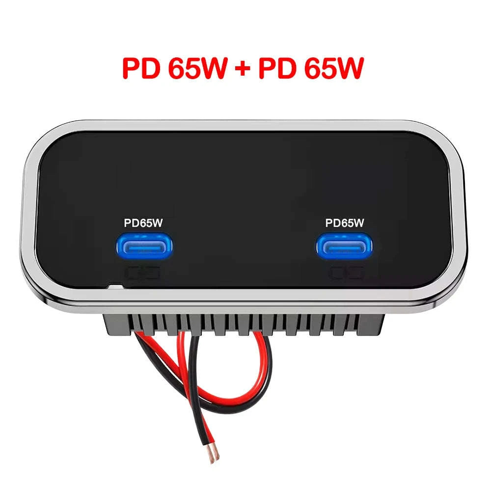4-Port 12-24V USB Outlet Fast Charging Socket-UCC-4Port-Voltmeter