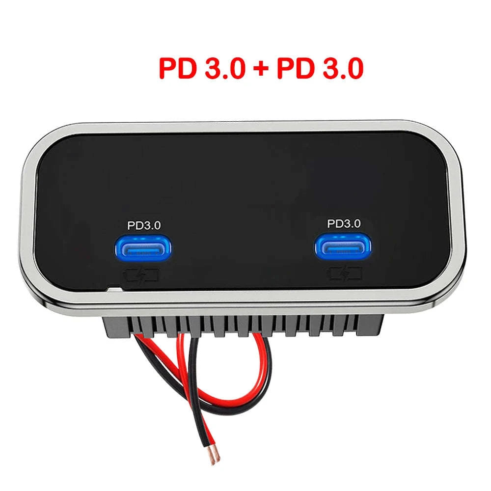4-Port 12-24V USB Outlet Fast Charging Socket-UCC-4Port-Voltmeter