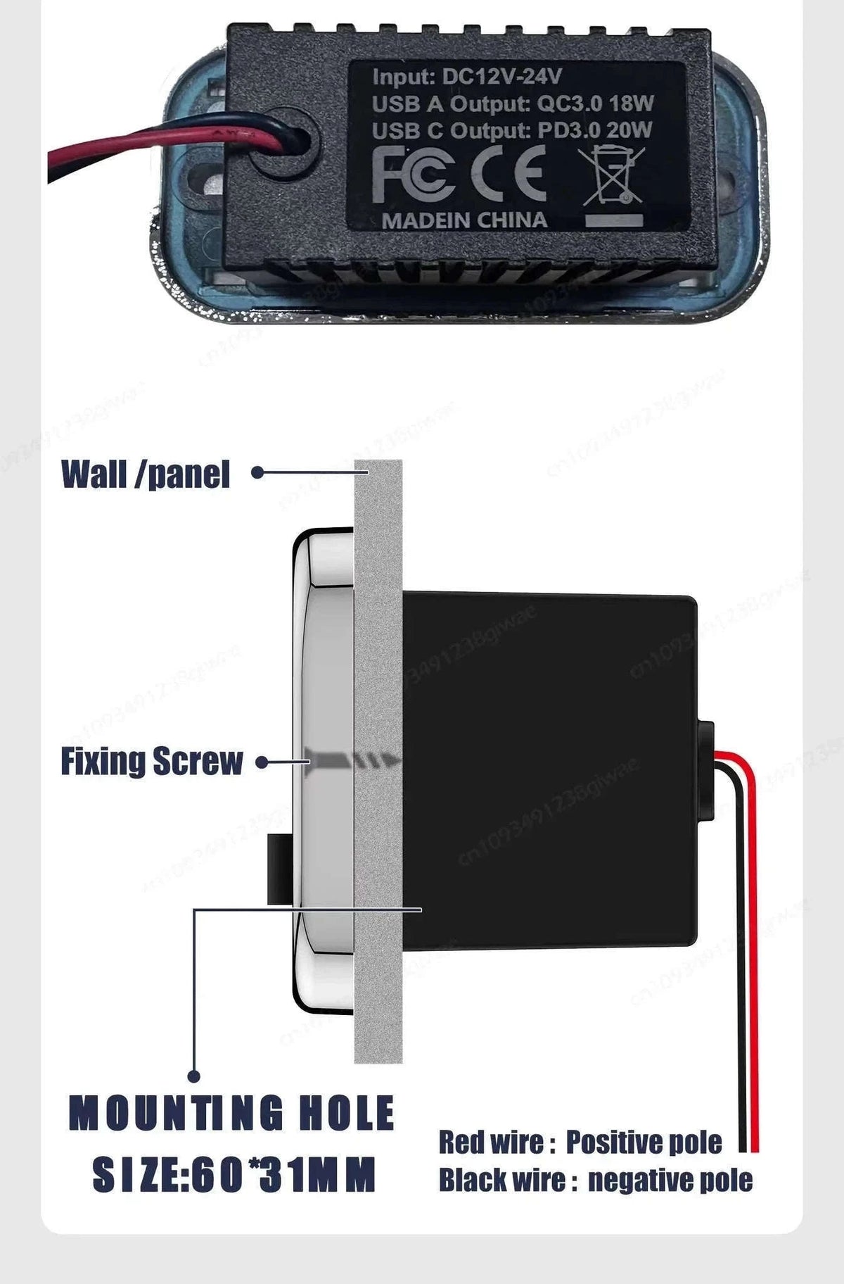 4-Port 12-24V USB Outlet Fast Charging Socket-UCC-4Port-Voltmeter
