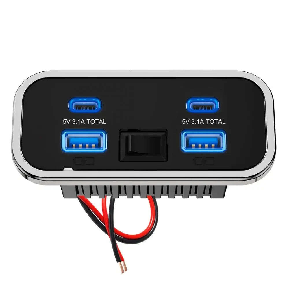 4-Port 12V/24V Car USB Socket Charger with Dual USB-C and Dual USB-A-2USB 2 Type C -B / China Mainland