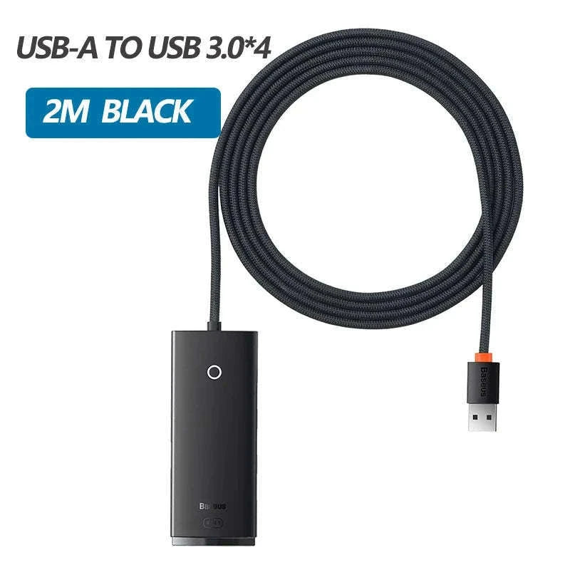 4-Port USB-C to USB 3.0 Hub Adapter, 5Gbps Transfer-USB A HUB 1m Black