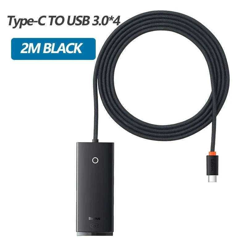 4-Port USB-C to USB 3.0 Hub Adapter, 5Gbps Transfer-USB A HUB 1m Black