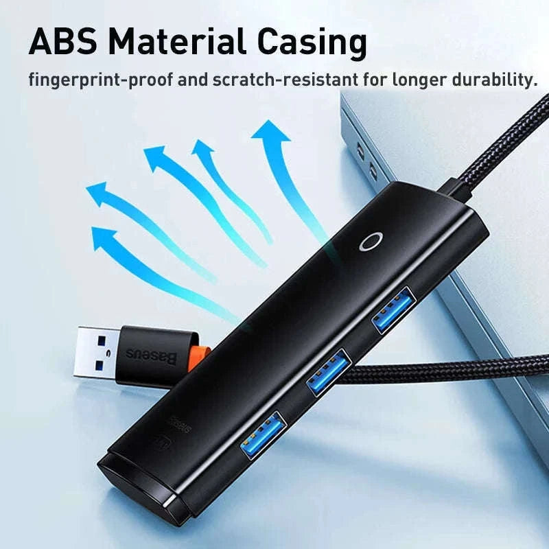 4-Port USB-C to USB 3.0 Hub Adapter, 5Gbps Transfer-USB A HUB 1m Black