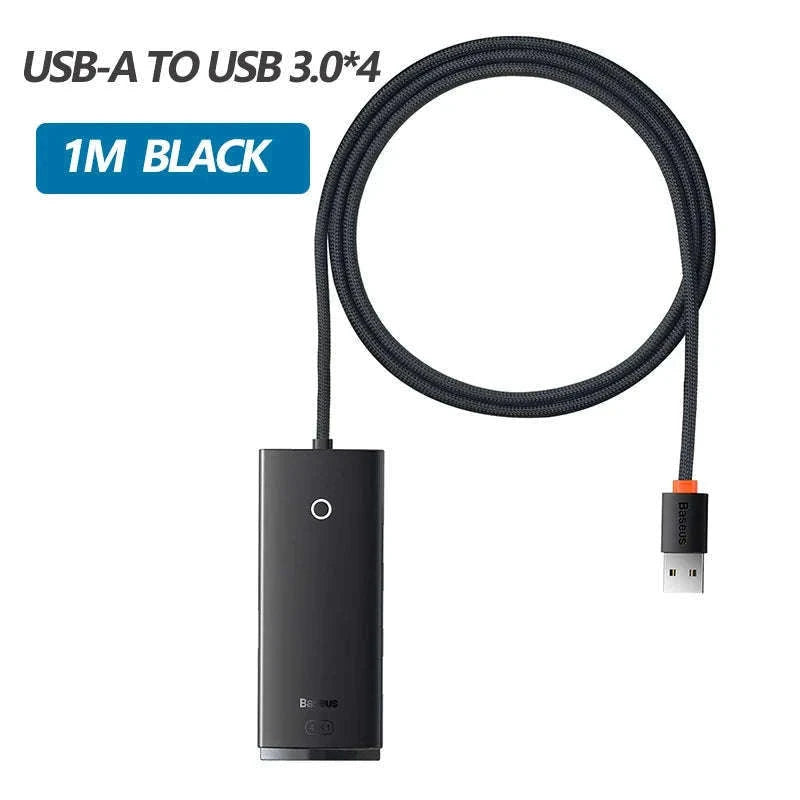 4-Port USB-C to USB 3.0 Hub Adapter, 5Gbps Transfer-USB A HUB 1m Black