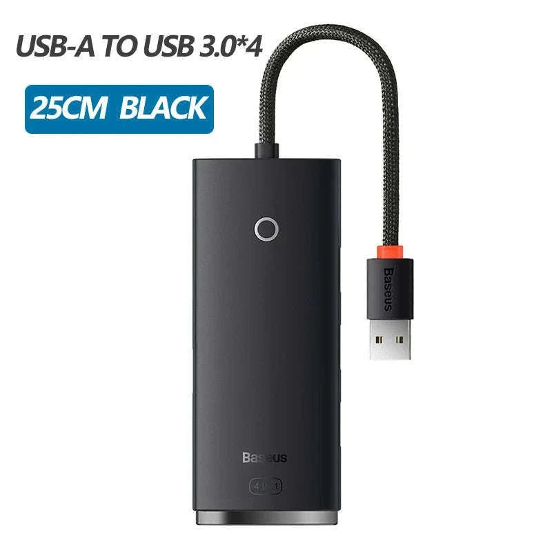 4-Port USB-C to USB 3.0 Hub Adapter, 5Gbps Transfer-USB A HUB 1m Black