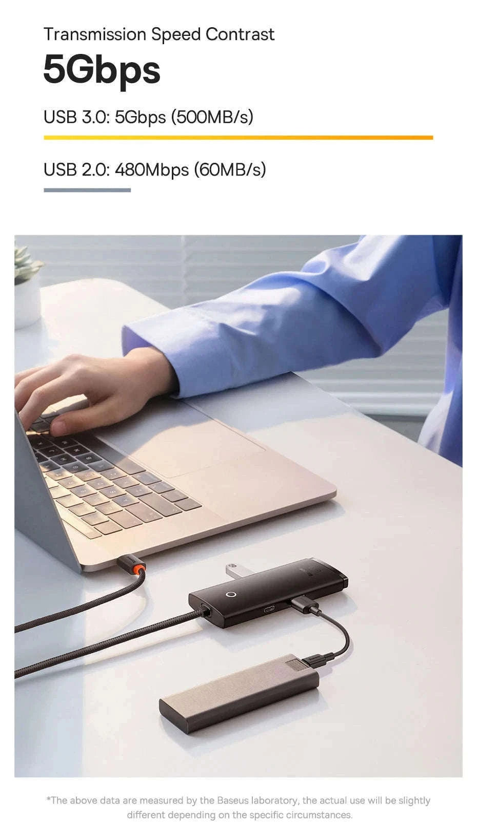 4-Port USB-C to USB 3.0 Hub Adapter, 5Gbps Transfer-USB A HUB 1m Black
