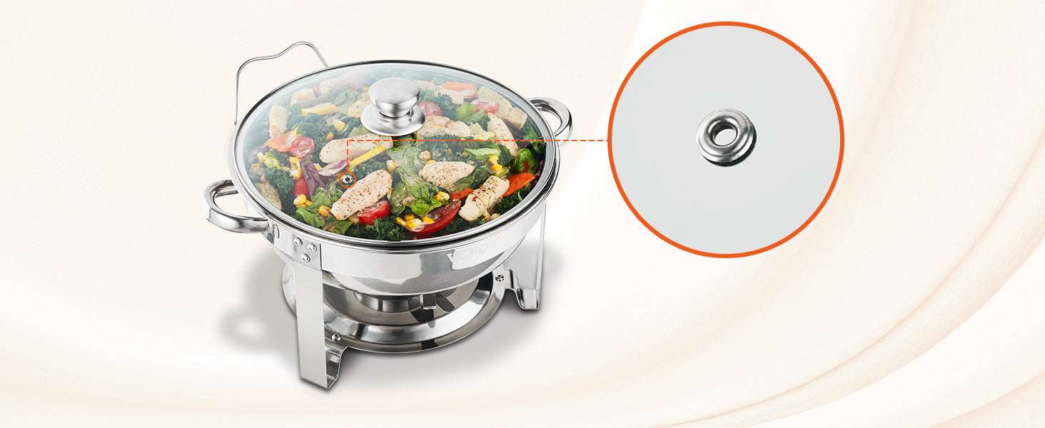 4 Qt Round Chafing Dish Buffet Set with Glass Lid (2 Pack)-2 Packs / United States