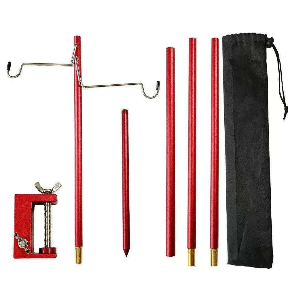 4-Section Camping Lantern Stand Aluminum Alloy Lamp Pole-4-Section Red