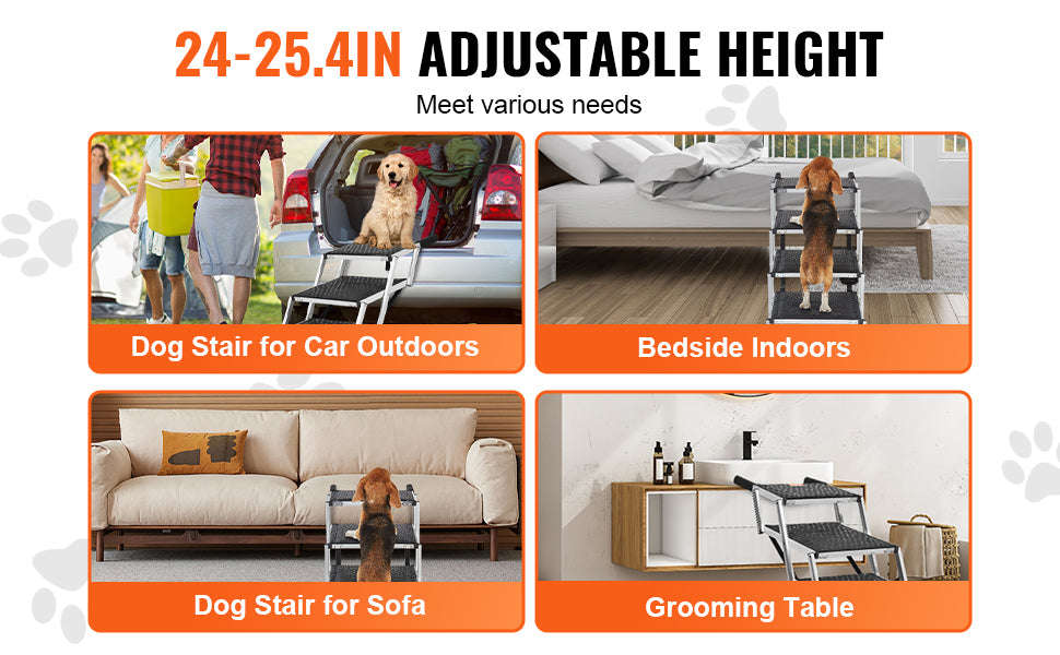 4-Step Folding Dog Stairs for Cars, Portable Aluminum Pet Steps, 150 lbs-17in 31in / spain