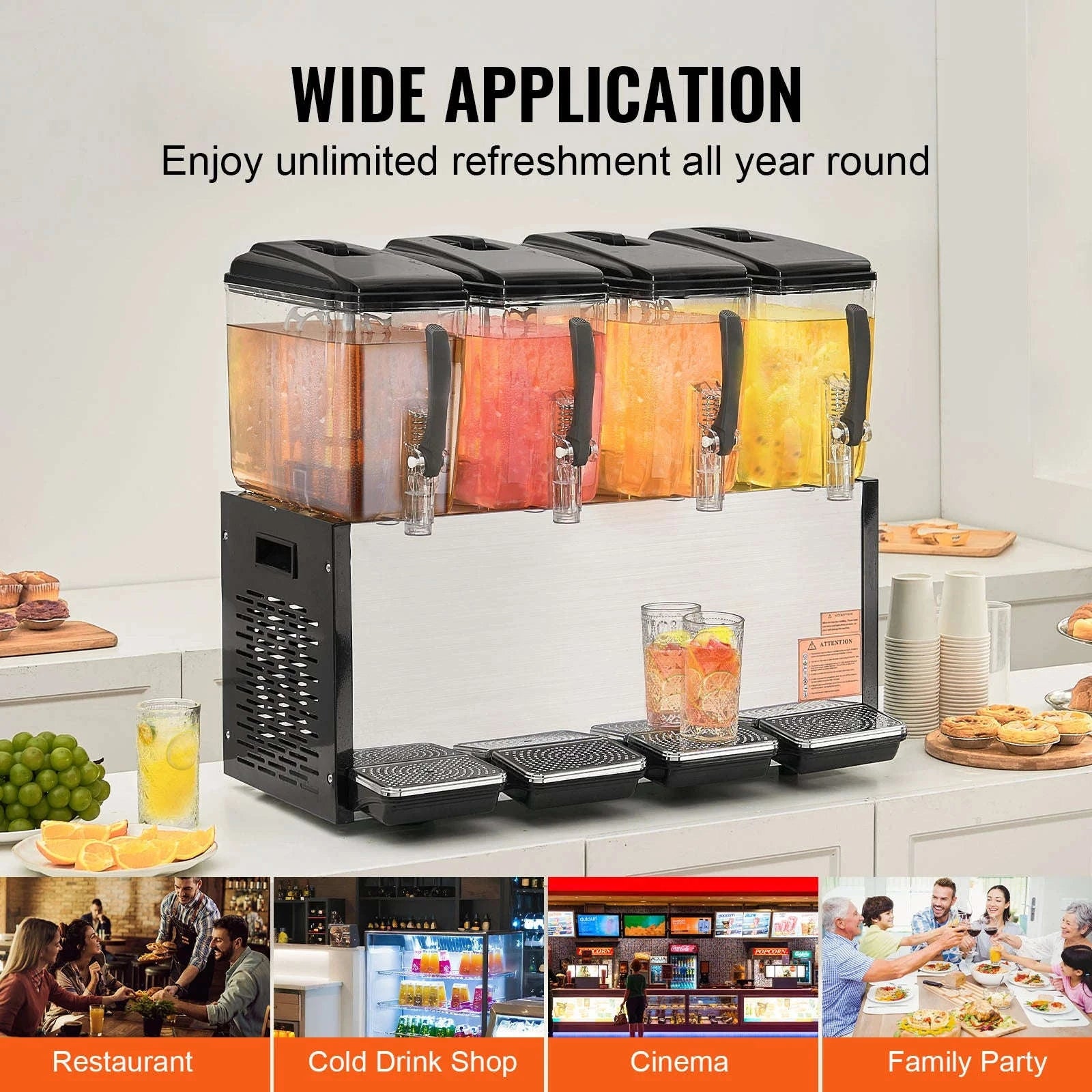4 Tank Commercial Beverage Dispenser 10L/12L-4x10L / United States