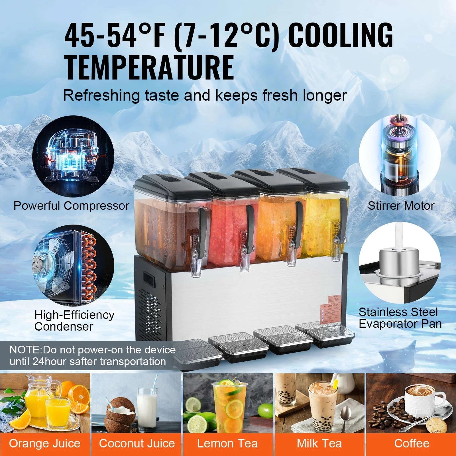 4 Tank Commercial Beverage Dispenser 10L/12L-4x10L / United States
