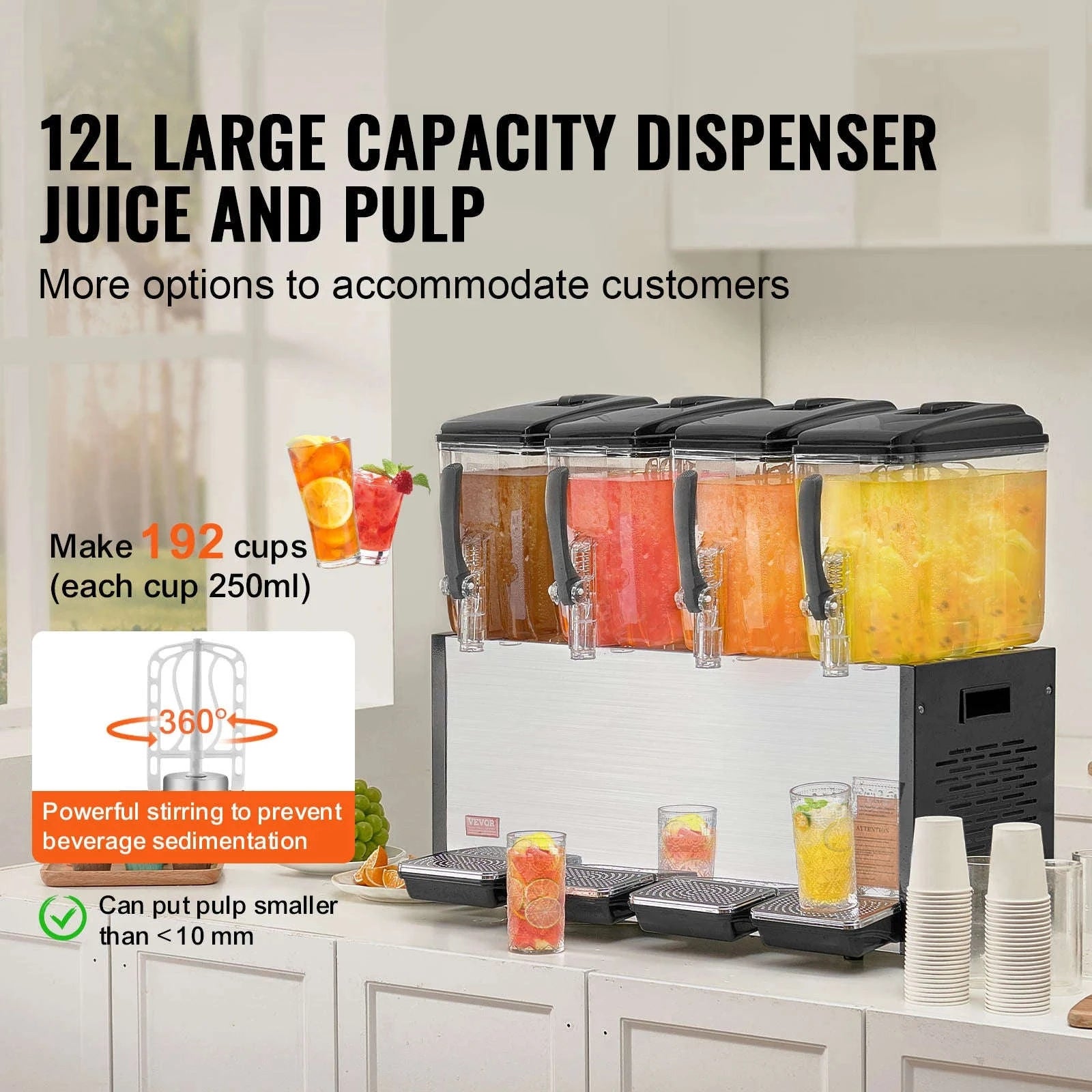 4 Tank Commercial Beverage Dispenser 10L/12L-4x10L / United States