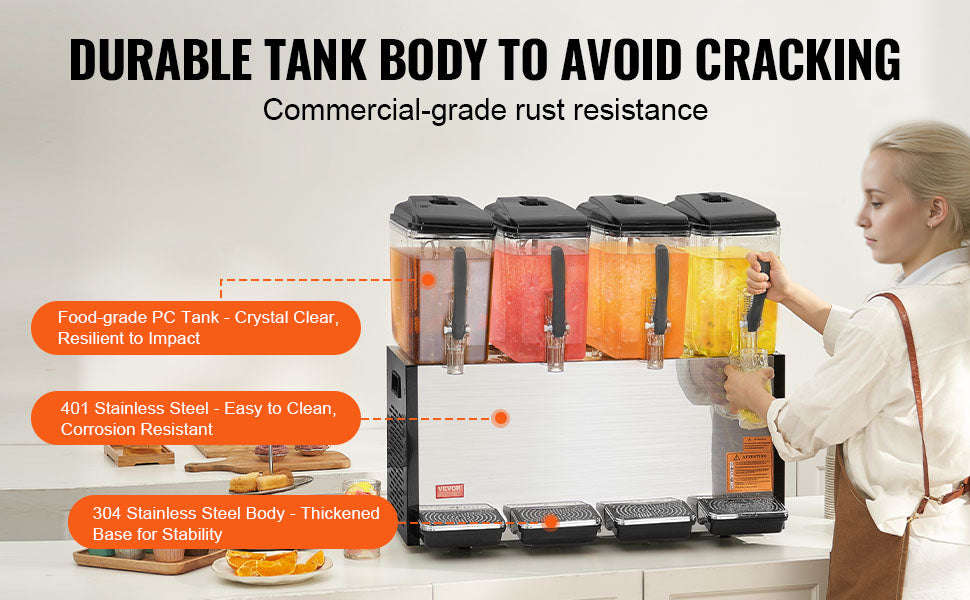 4 Tank Commercial Beverage Dispenser 10L/12L-4x10L / United States