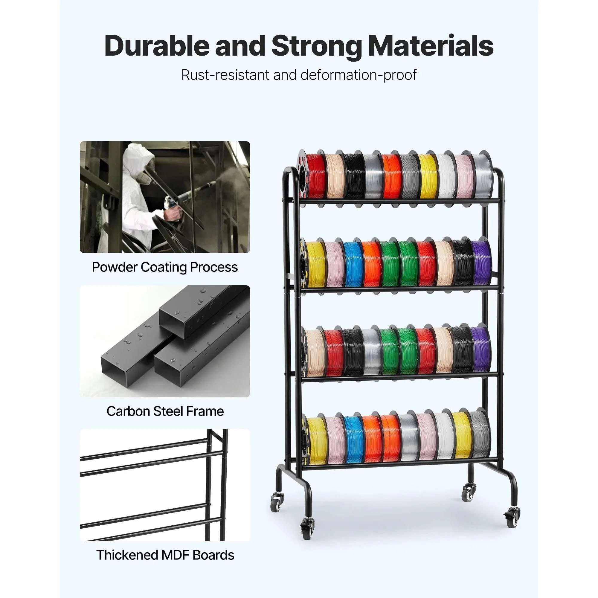 4-Tier 3D Printer Filament Storage Rack with Wheels (40 Spools)-4 Tier / United States
