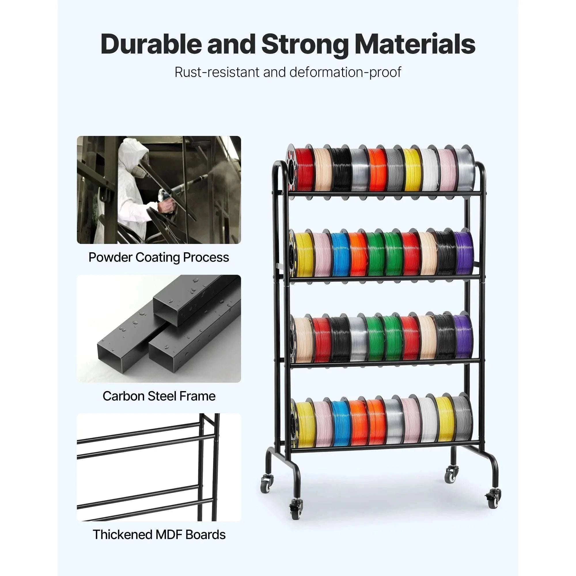 4-Tier 3D Printer Filament Storage Rack with Wheels (40 Spools)-4 Tier / United States