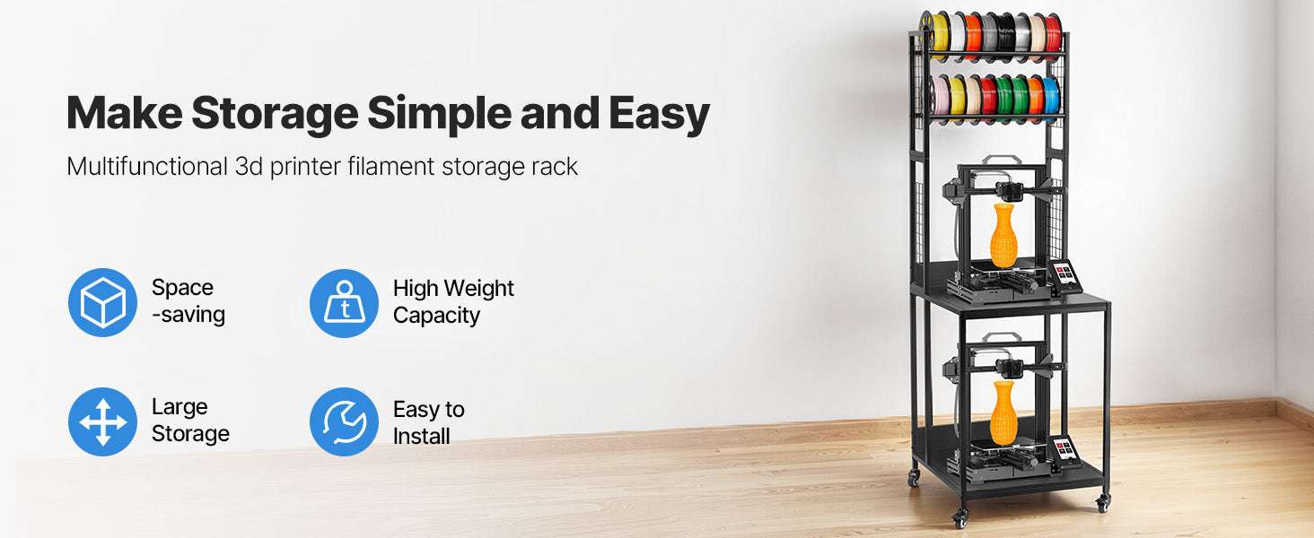 4-Tier 3D Printer Filament Storage Rack with Wheels & Stand-4 Tier / United States